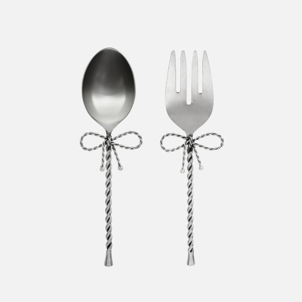 Fiocco Bow Salad Servers, Silver