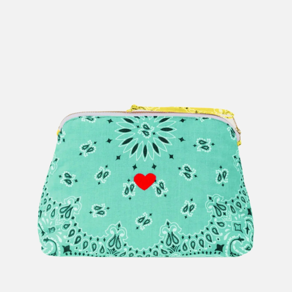 Call It By Your Name Coeur Vanity Large quilted toiletry bag in mint and pale yellow, front view