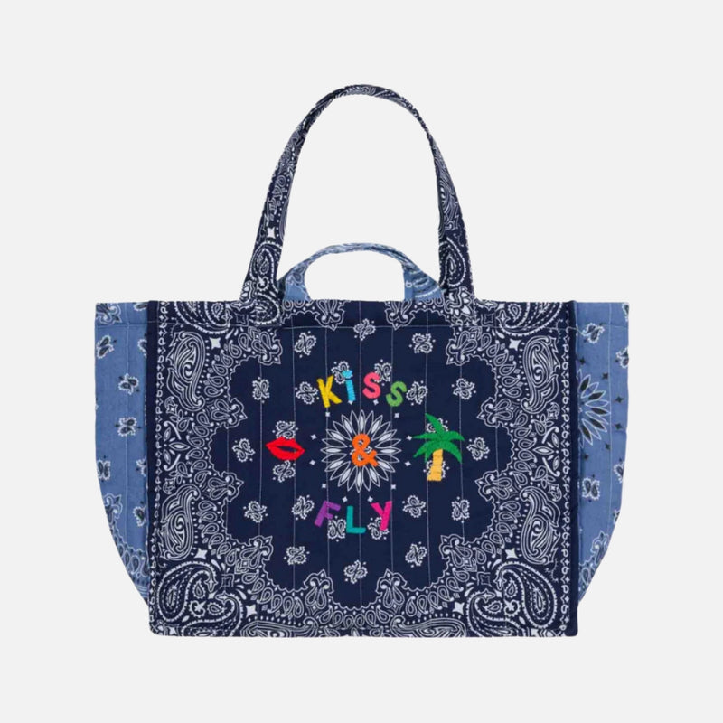 Kiss & Fly Tote Bag, Navy