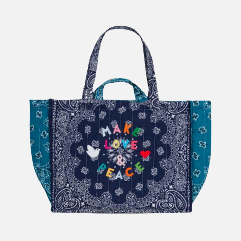 Make Love & Peace Tote Bag, Blue