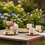 أكواب وصحون نحاسية بنقشة الرمان الأحمر (مجموعة من 6 قطع)