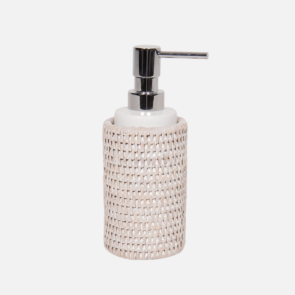 Décor Walther Rattan Basket Soap Dispenser, front view