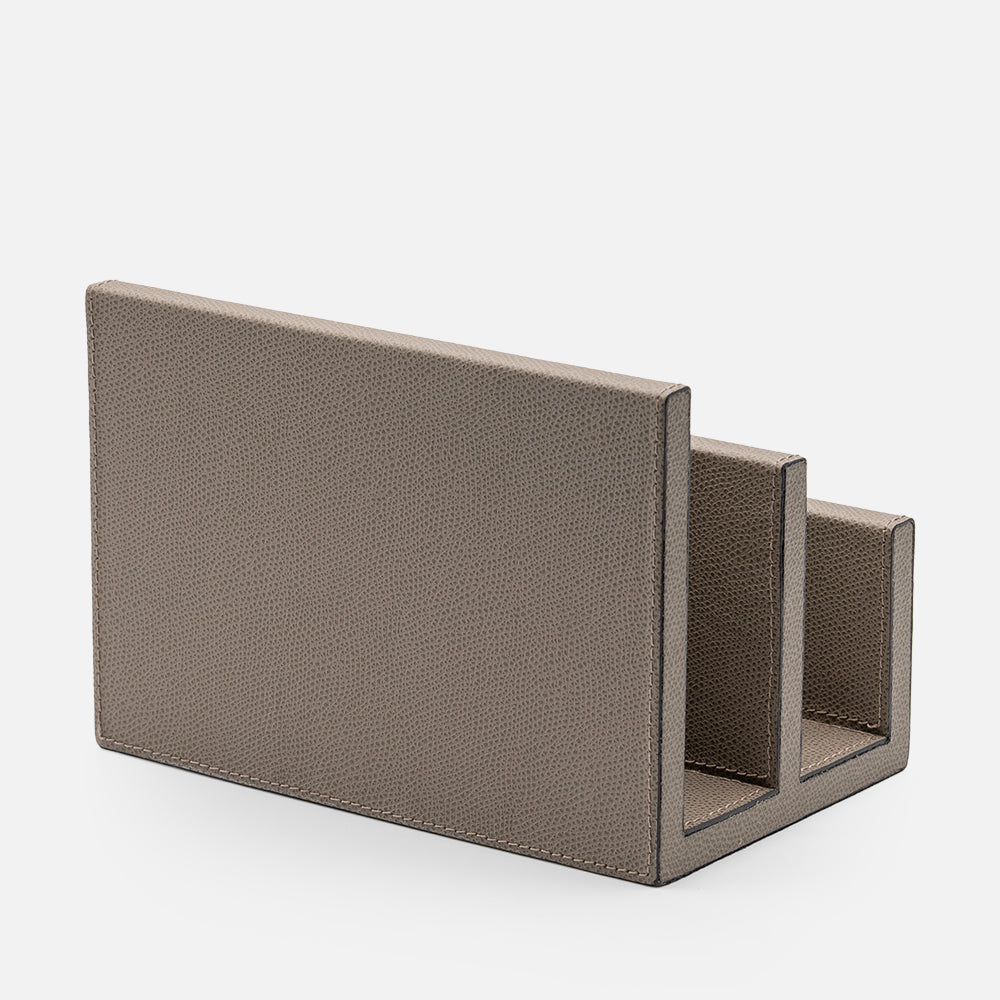 Arthur Leather Letter Holder, Mud