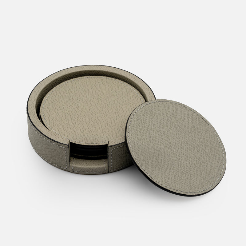 Tao Coaster Holder with 6 Coasters, Beige