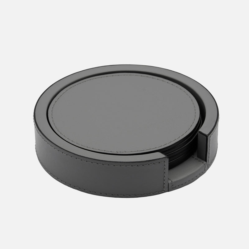 Tao Coaster Holder with 6 Coasters, Grey