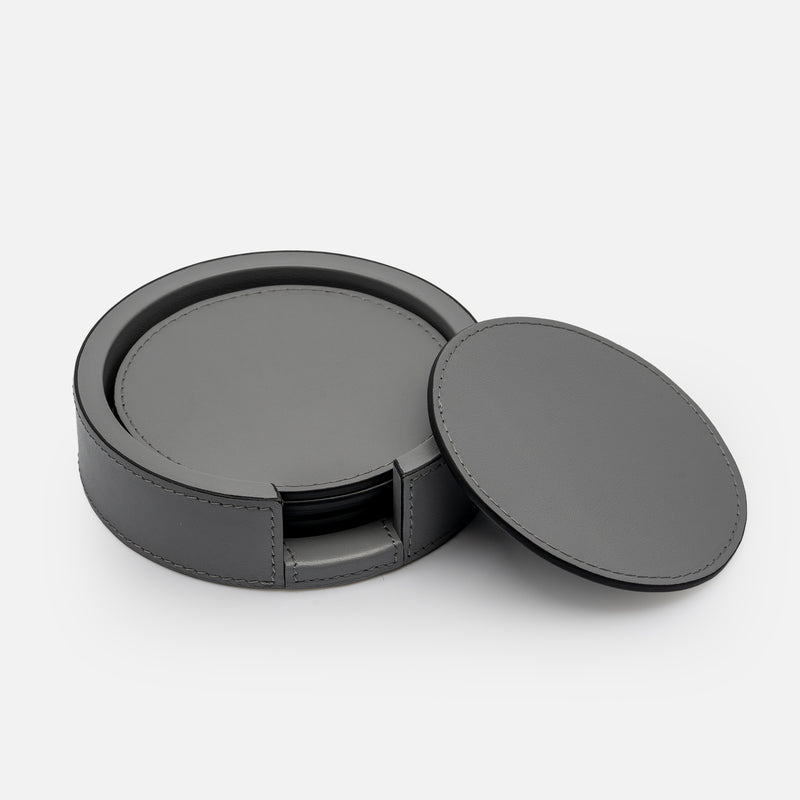 Tao Coaster Holder with 6 Coasters, Grey