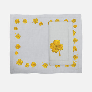 Golden Clover Napkin -Pearl