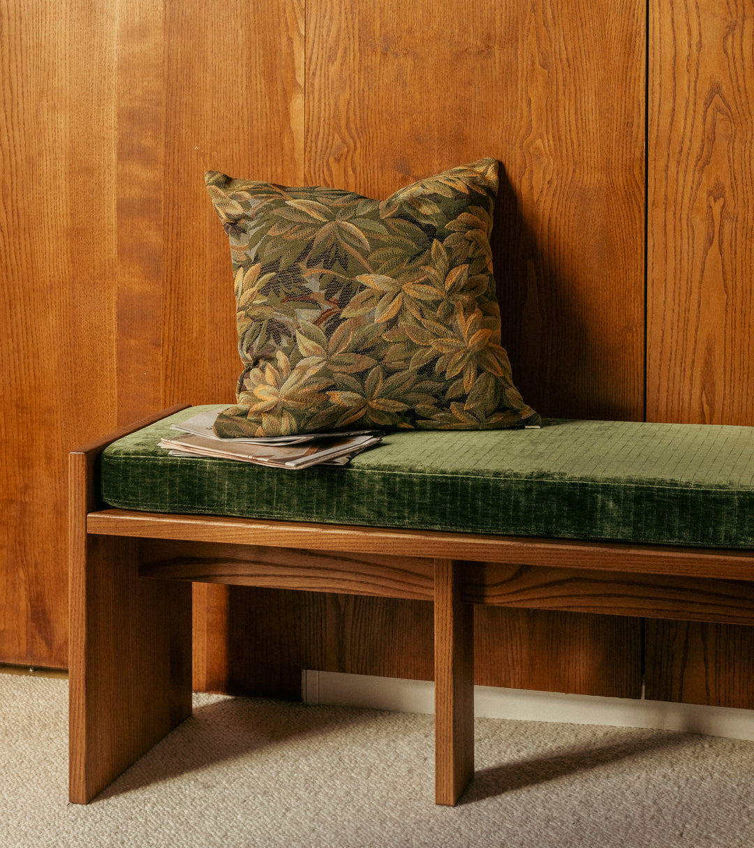 arino Cushion – Green Foliage Tapestry (45x 45cm)