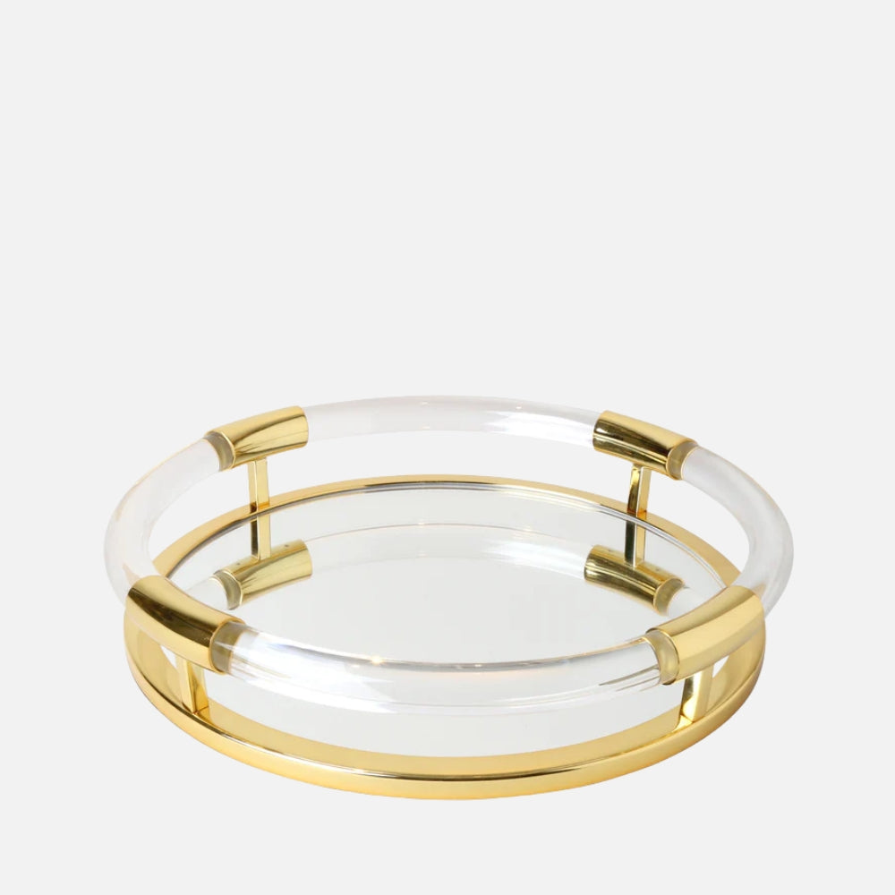 Jacques Acrylic and Brass Round Tray, 45cm