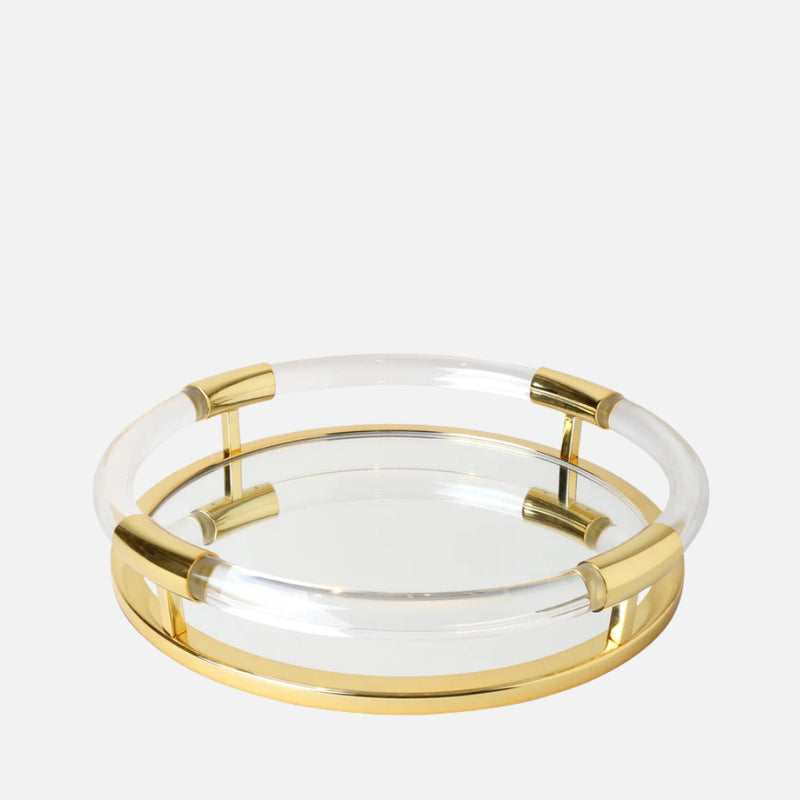 Jacques Acrylic and Brass Round Tray, 45cm