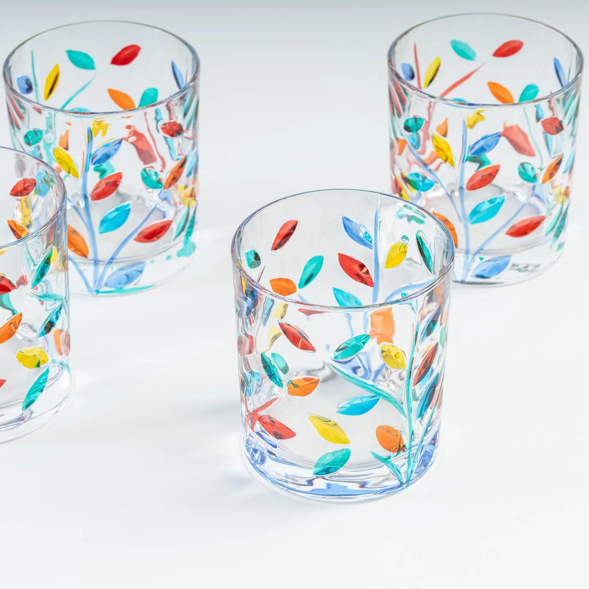 Rainbow Leaves Crystal Tumbler, Set of 4