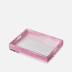 Mario Luca Giusti Donovan Pink Tray, 40x30cm in synthetic crystal, front view