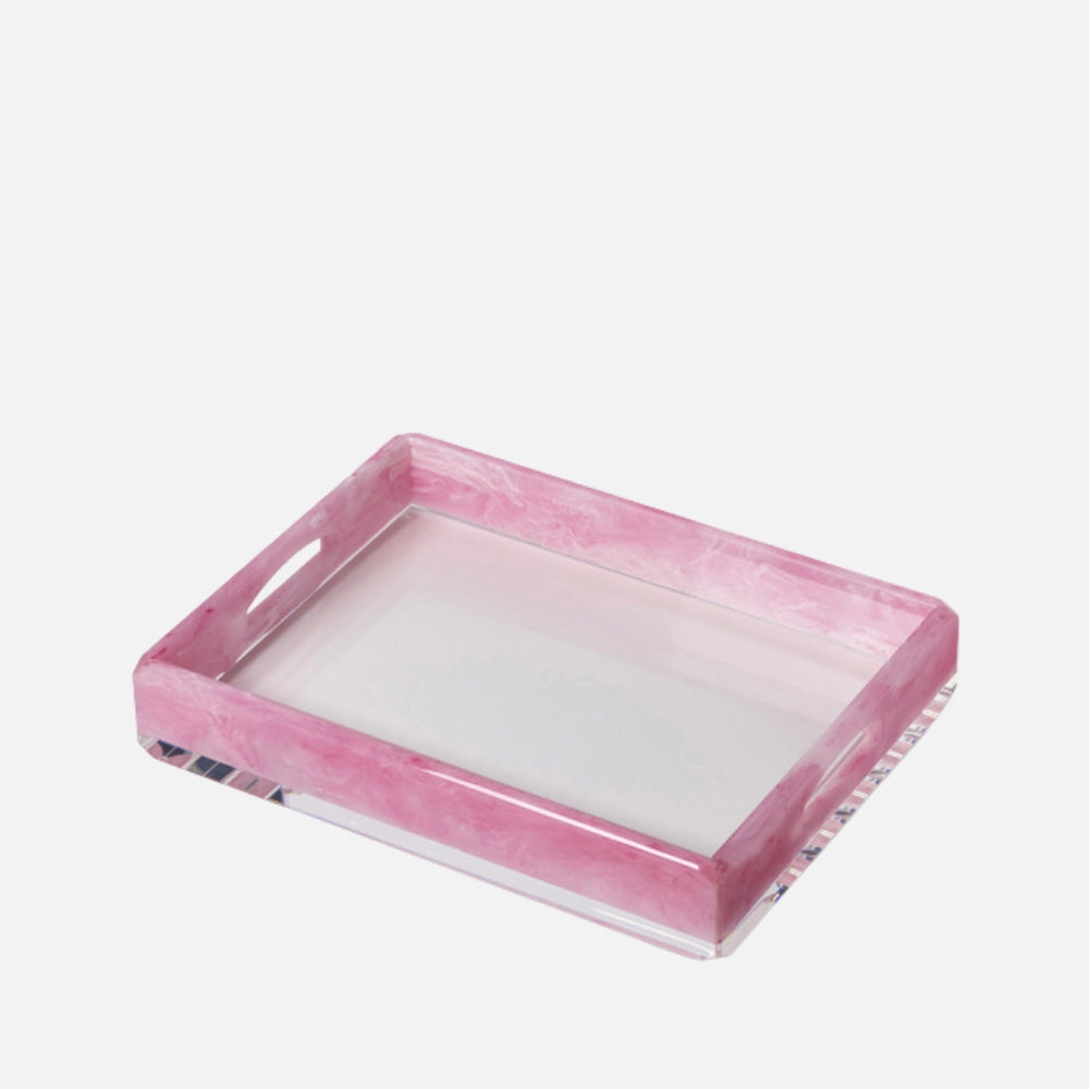 Mario Luca Giusti Donovan Pink Tray, 40x30cm in synthetic crystal, front view