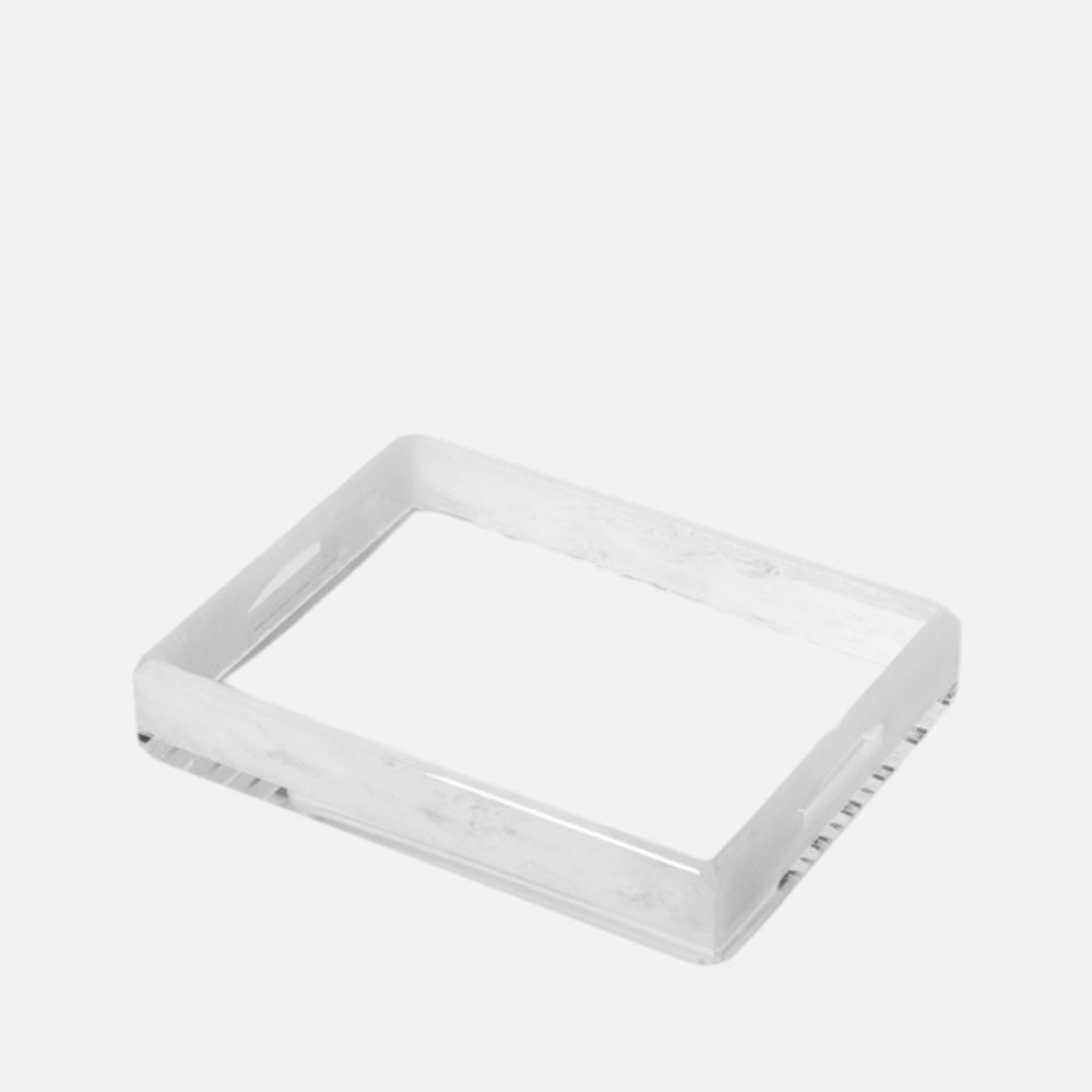 Mario Luca Giusti Donovan White Tray, 40x30cm in synthetic crystal, front view