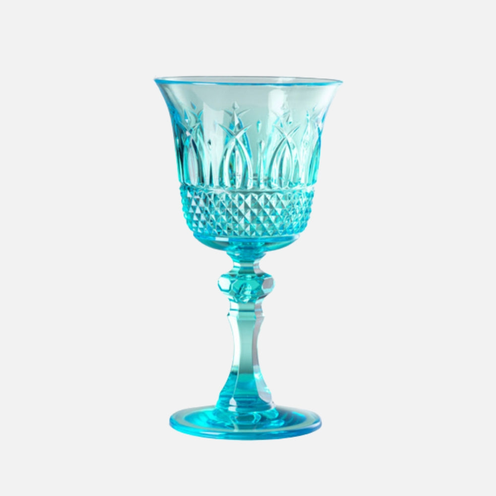 Mario Luca Giusti Nuova Italia Wine Glass, Turquoise in synthetic crystal, front view