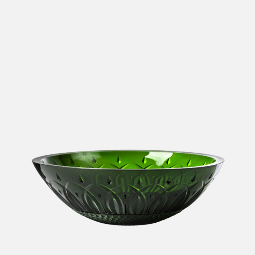 Mario Luca Giusti Nuova Italia Salad Bowl, Green, 30cm in synthetic crystal, front view