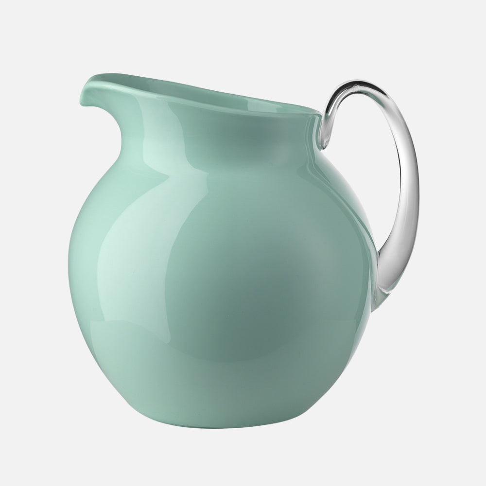 Mario Luca Giusti Palla Jug, Aquamarine, 3L in synthetic crystal, front view