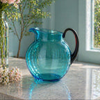 Mario Luca Giusti Pallina Jug, Turquoise, 2L in synthetic crystal, detail view