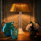 Mario Luca Giusti Pallina Jug, Turquoise, 2L in synthetic crystal, styled in a table setting