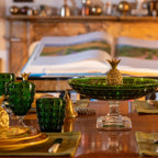 Mario Luca Giusti Winston Tumbler, Green in synthetic crystal, styled in a table setting