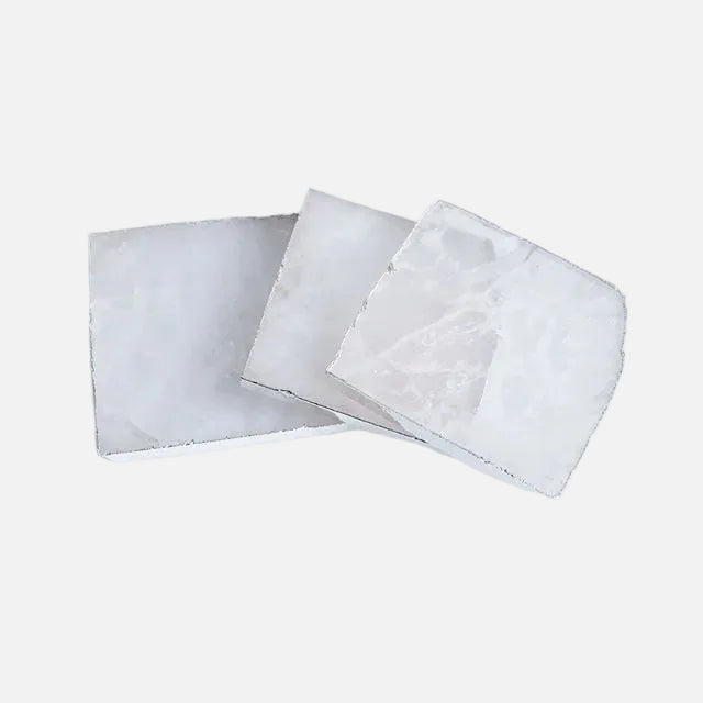 4 White Quartz Coasters & 2 Bottle Toppers