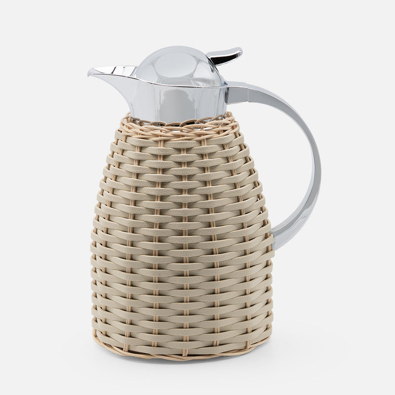 Chantilly Leather & Rattan Carafe, Ivory, 1.5L