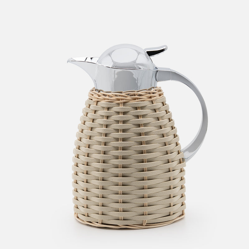 Chantilly Leather & Rattan Carafe, Ivory, 1L