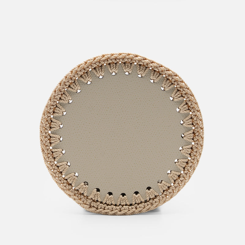 Rochelle Leather & Crochet Coaster, Ivory, Set of 6