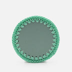 Rochelle Leather & Crochet Coaster, Mint, Set of 6