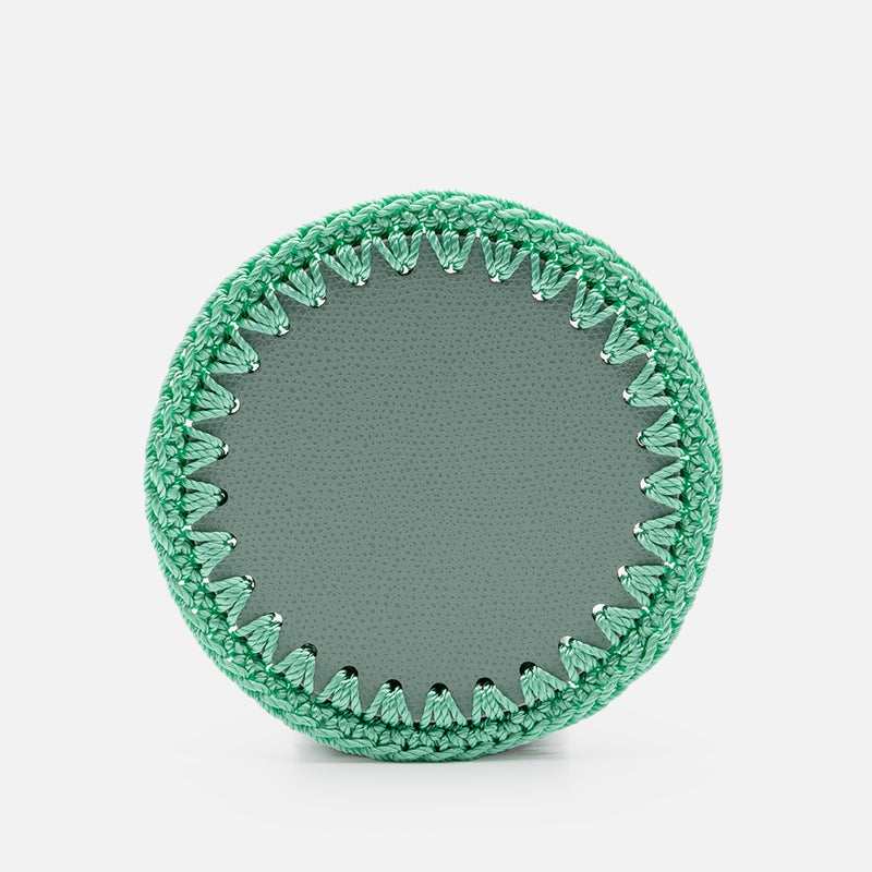 Rochelle Leather & Crochet Coaster, Mint, Set of 6
