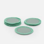Rochelle Leather & Crochet Coaster, Mint, Set of 6