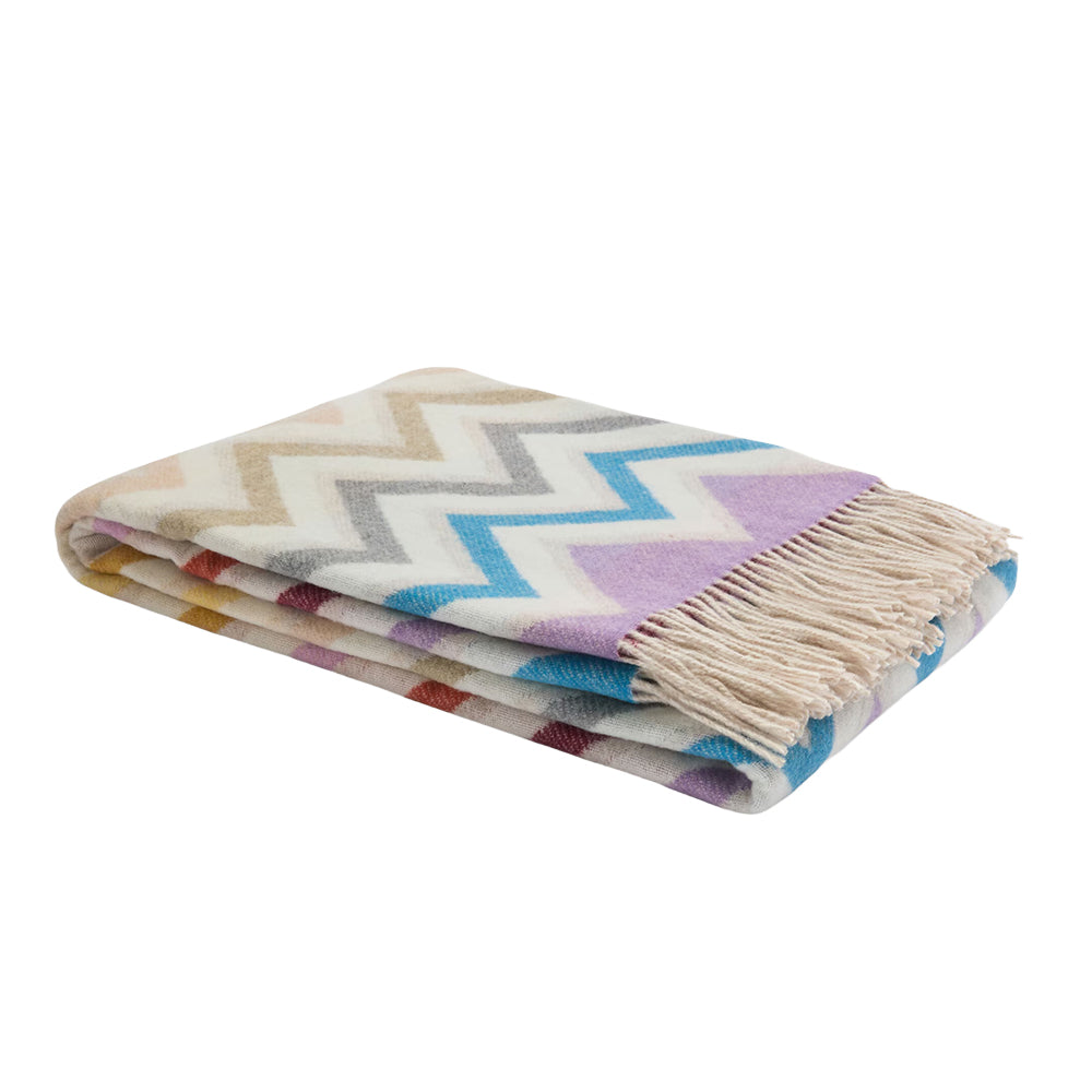 Plaid Watamu 130x190cm in wool blend zig zag