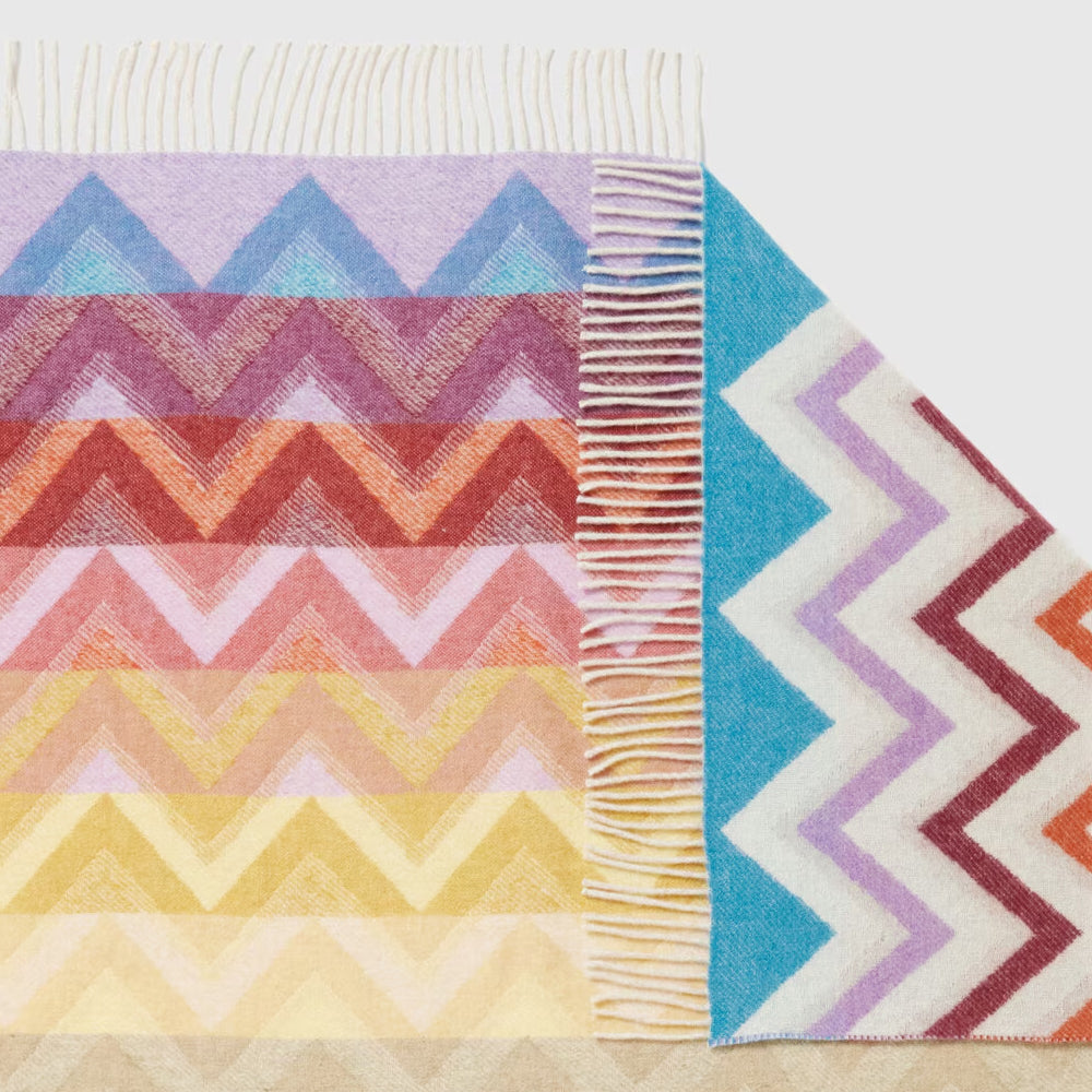 Plaid Watamu 130x190cm in wool blend zig zag
