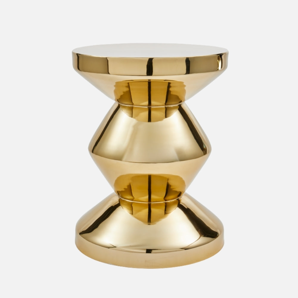 Zig Zag Metal Stool/ Side Table, Gold
