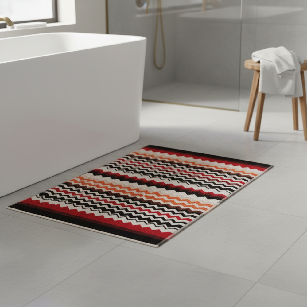 سجادة حمام مصنوعة من القطن بنسبة 100% بنمط شيفرون