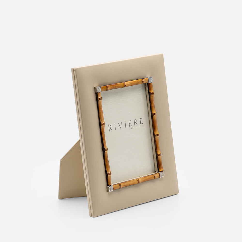 Riviere Bice Picture Frame, Small, Ivory & Chrome, side view