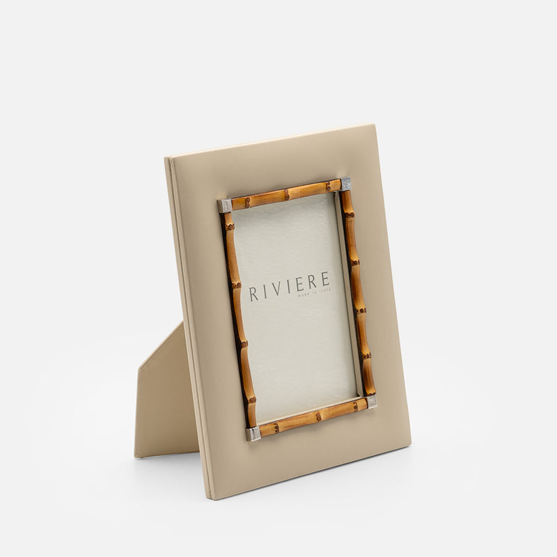 Bice Picture Frame Small, Ivory/ Chrome