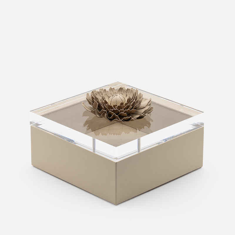 Fleur Dahlia Diamonds Square Box, Ivory, 17x17cm