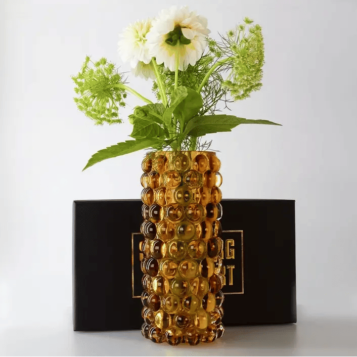 Boule Hurricane Vase, Amber