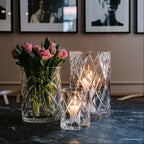 Skogsberg & Smart Classic Crystal Hurricane Lamp, Medium, styled in a room setting