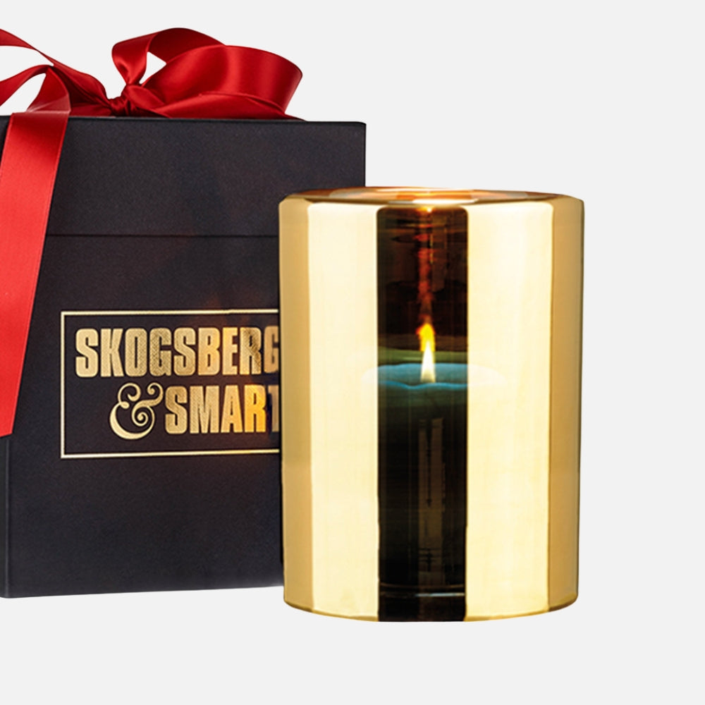 Skogsberg & Smart Gold Hurricane Lamp, Medium, front view 2
