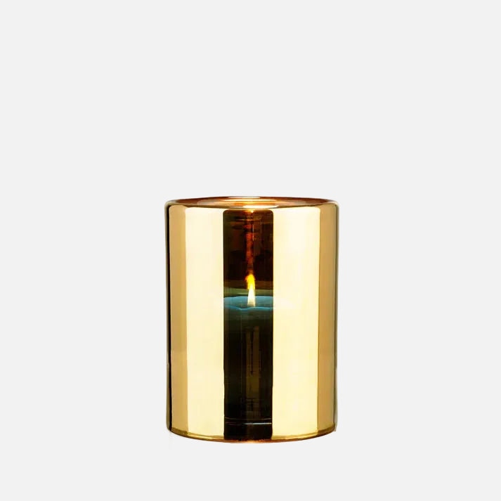 Skogsberg & Smart Gold Hurricane Lamp, Medium, front view