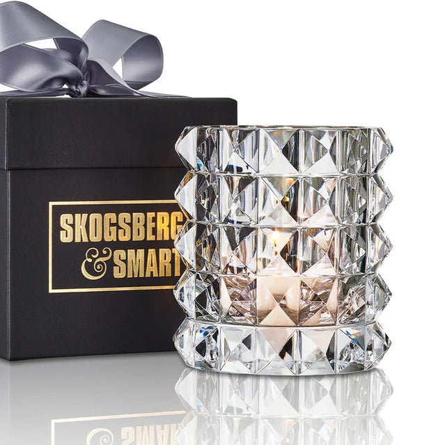 Skogsberg & Smart Stud Crystal Hurricane Lamp, Medium, front view 3