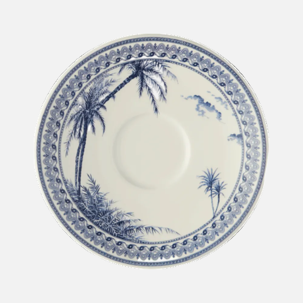 طقم من كوبين شاي وصحنين - أزرق غير متطابق