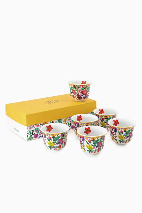 Spring Blooms Gahwa Cups, Set of 6