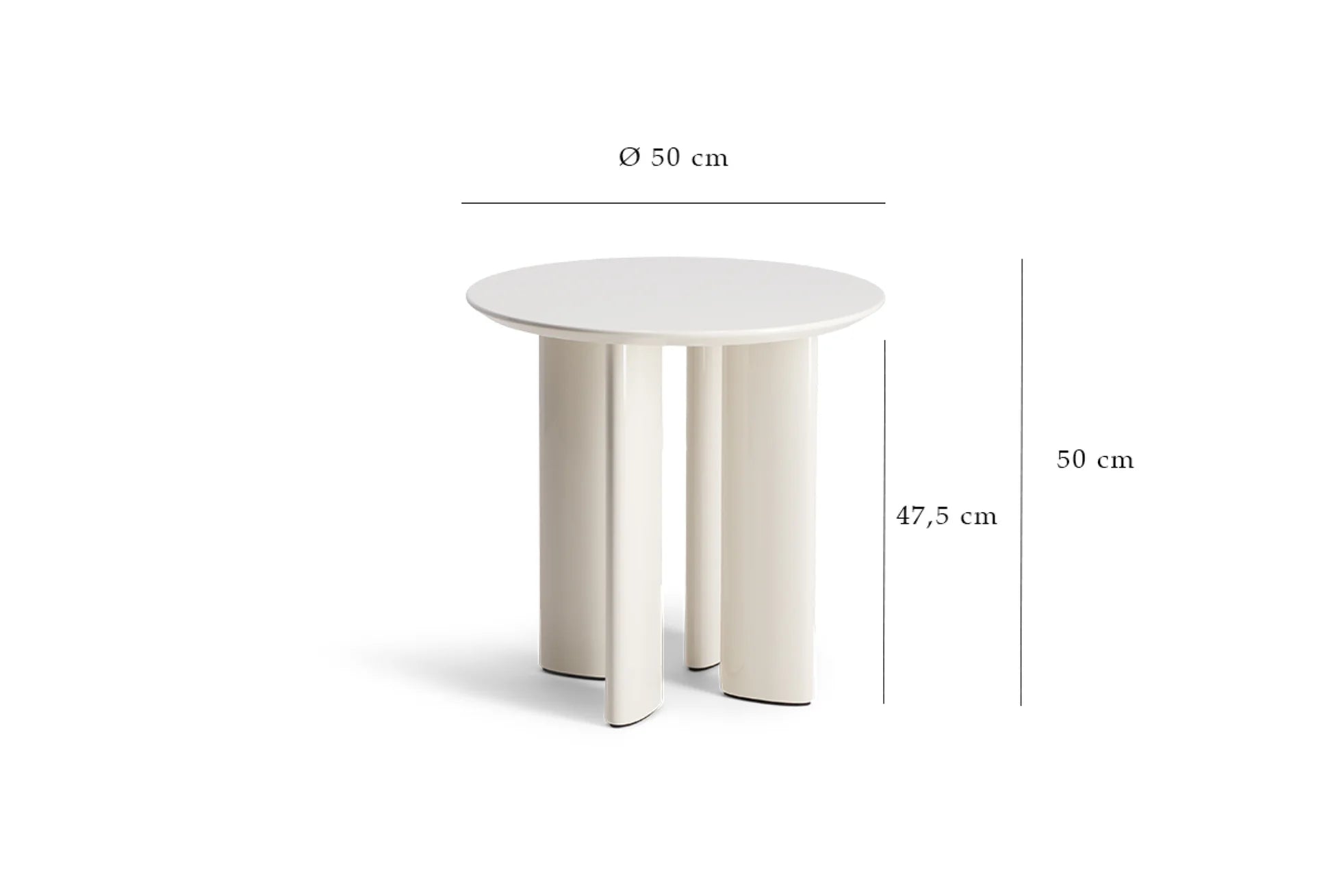 Carlotta Sidetable, White Lacquer  Beech, 50cm