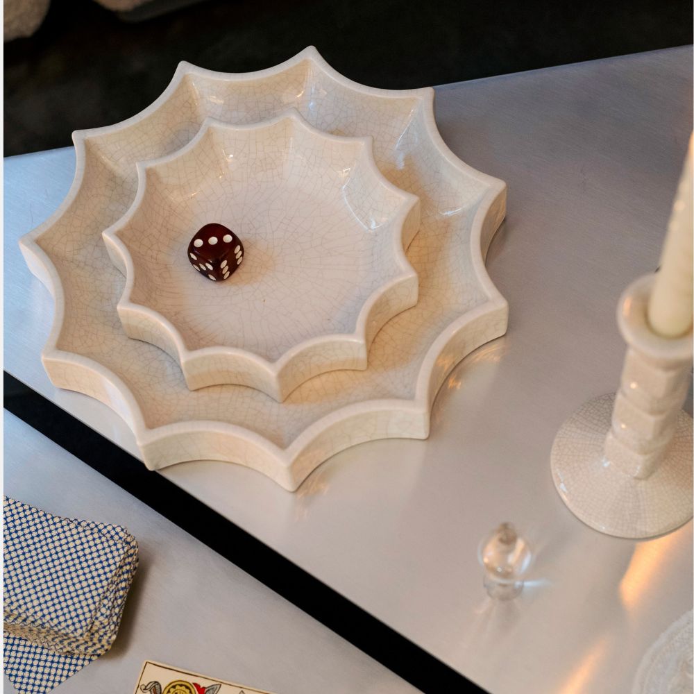 Tasca Décor Tray, White Crackle, 22cm