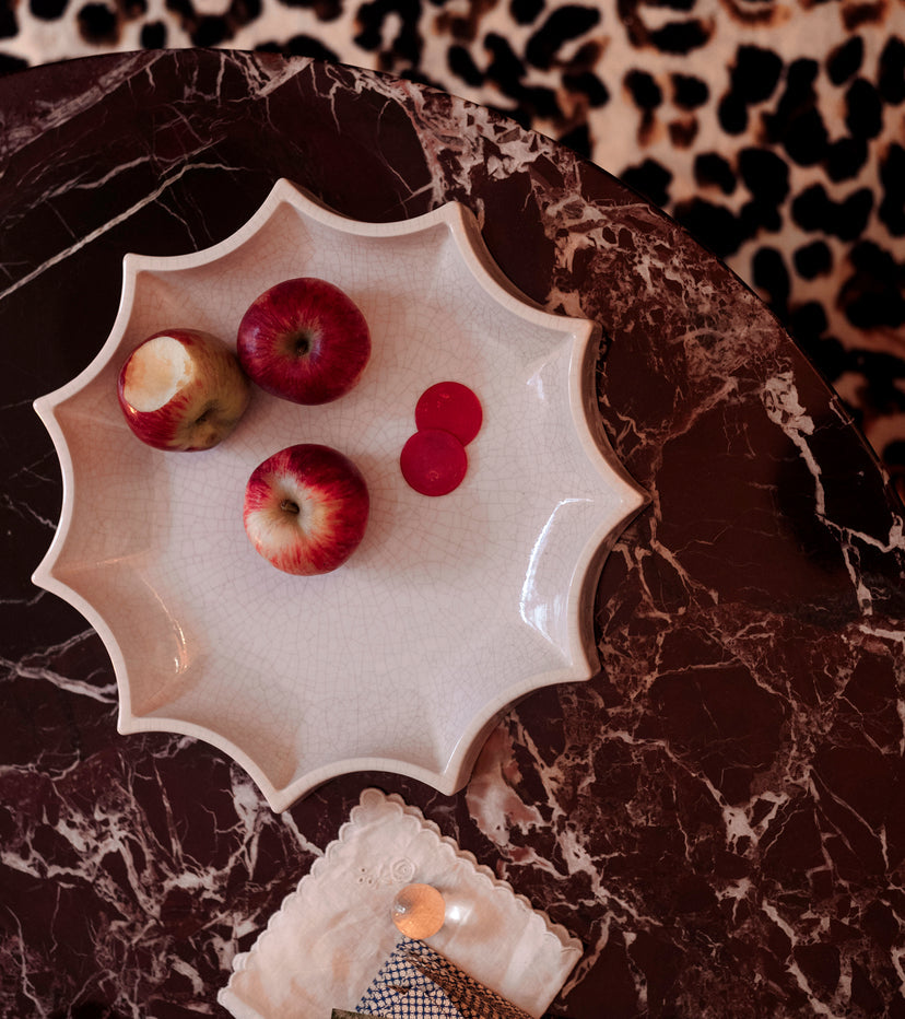 Tasca Décor Tray, White Crackle, 34cm