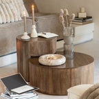 Large Beige Marble Bowl – Low Round Stone Bowl (29cm)