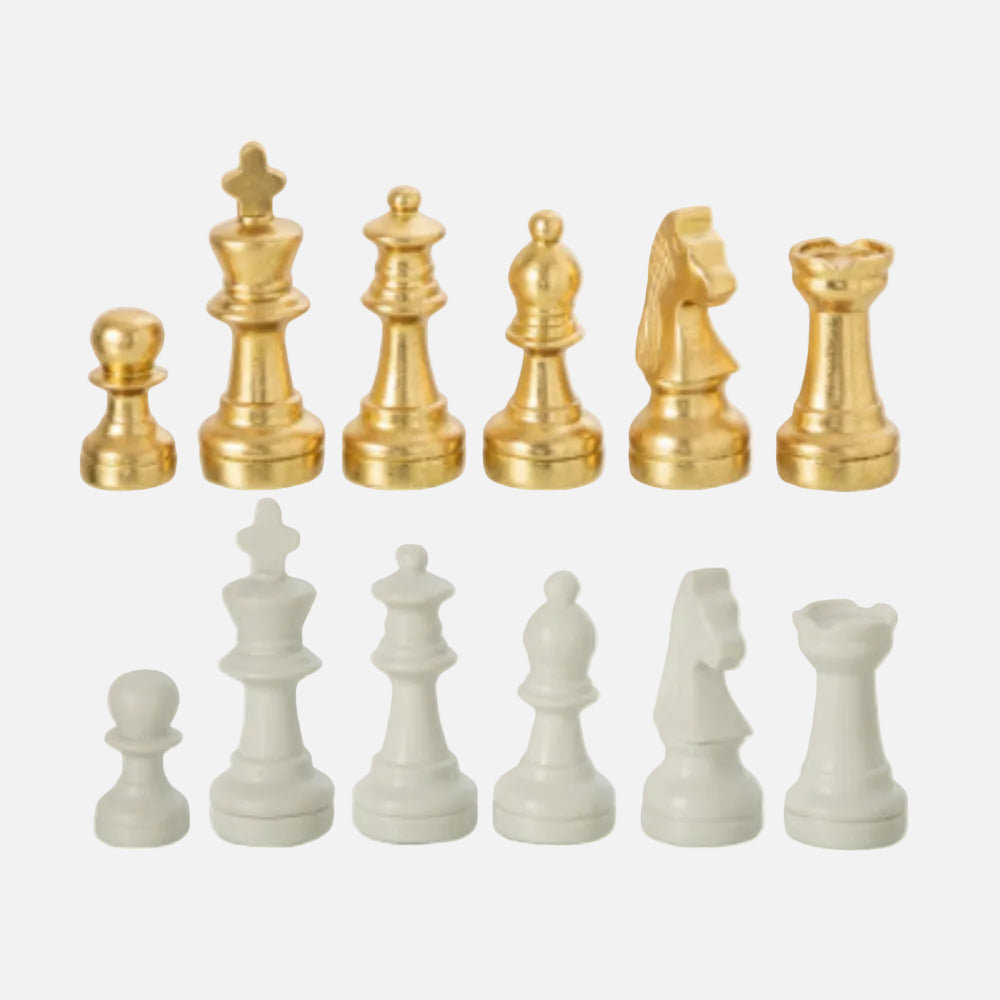Gold & White Polyresin Chess Set – Deluxe Board 61 cm